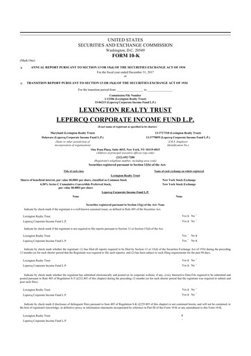 Miniature LXP Industrial Trust 10-K Rapport annuel 