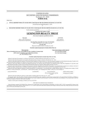 Miniature LXP Industrial Trust 10-K Rapport annuel 2018