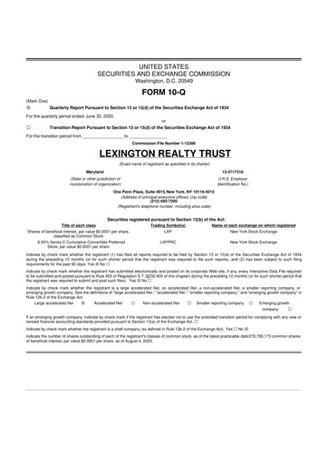Thumbnail LXP Industrial Trust 10-Q Quarterly Report FY2020 
