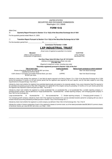 Thumbnail LXP Industrial Trust 10-Q Quarterly Report FY2023 