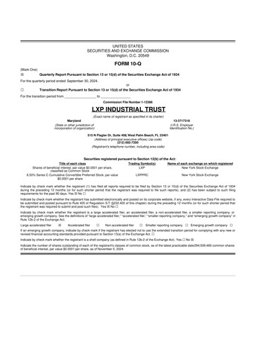 Thumbnail LXP Industrial Trust 10-Q Quarterly Report FY2024 