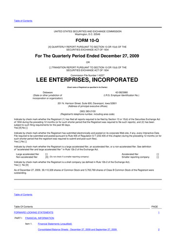 Thumbnail Lee Enterprises
 10-Q Quarterly Report FY 