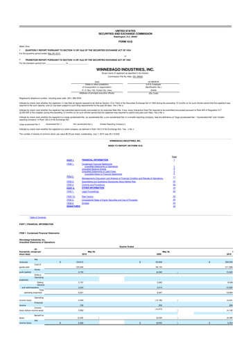 Miniature Winnebago Industries 10-Q Rapport trimestriel  