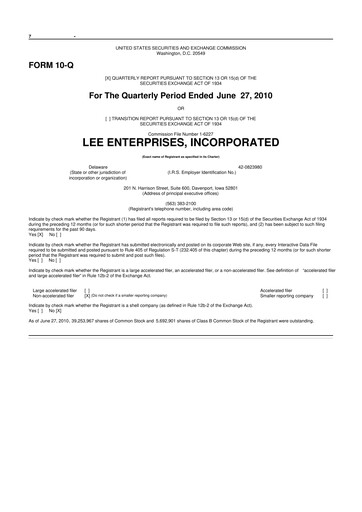 Thumbnail Lee Enterprises
 10-Q Quarterly Report FY 