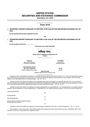 Thumbnail eBay 10-Q Quarterly Report FY2010 