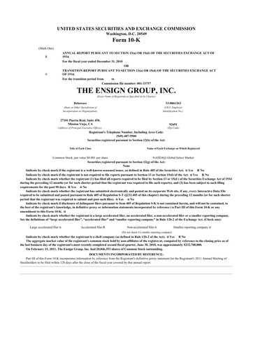 Thumbnail The Ensign Group 10-K Annual Report 