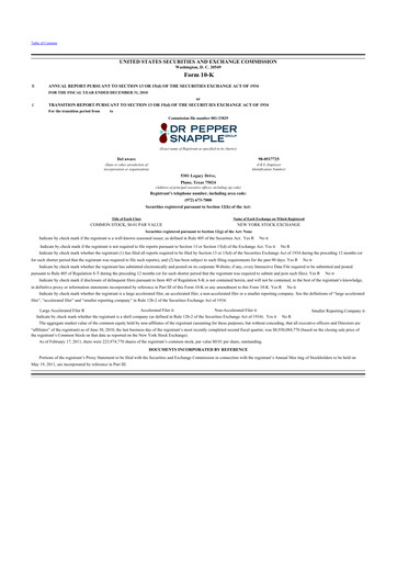 Thumbnail Keurig Dr Pepper 10-K Annual Report 2010