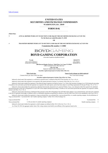 Thumbnail Boyd Gaming
 10-K Annual Report 