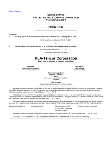 Thumbnail KLA 10-Q Quarterly Report FY2011 