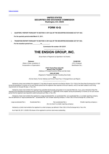 Thumbnail The Ensign Group 10-Q Quarterly Report FY 