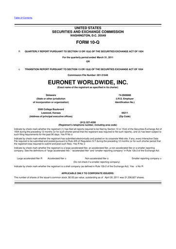 Thumbnail Euronet Worldwide
 10-Q Quarterly Report FY2011 