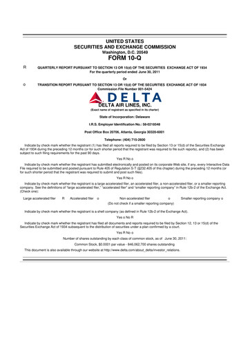 Thumbnail Delta Air Lines 10-Q Quarterly Report FY2011 
