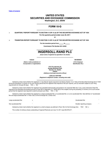 Thumbnail Trane Technologies
 10-Q Quarterly Report FY2011 