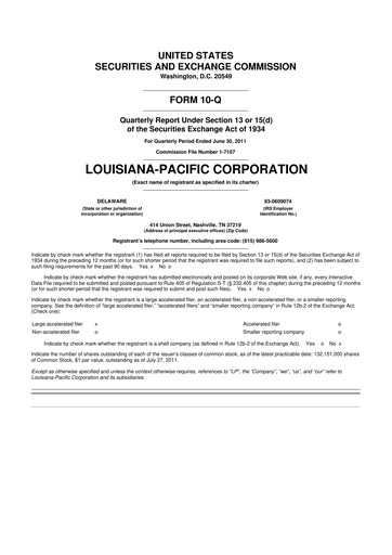 Miniature Louisiana-Pacific
 10-Q Rapport trimestriel  