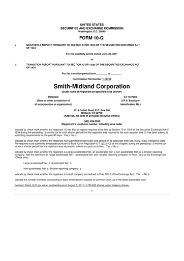 Thumbnail Smith-Midland Corporation 10-Q Quarterly Report FY2011 