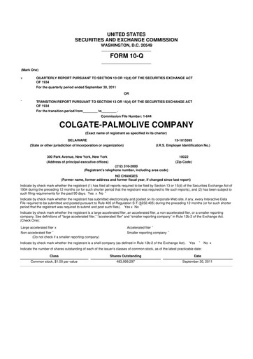 Thumbnail Colgate-Palmolive 10-Q Quarterly Report FY2011 