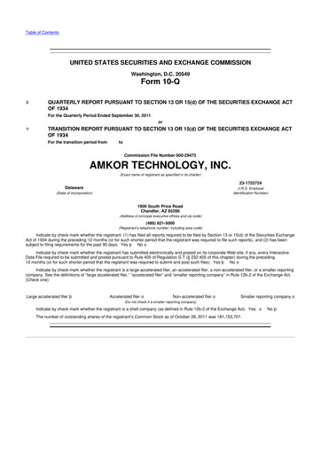 Vorschaubild Amkor Technology
 10-Q Quartalsbericht 2011 