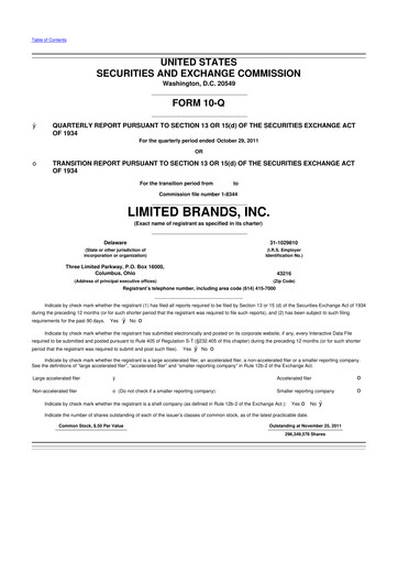 Thumbnail Bath & Body Works 10-Q Quarterly Report FY2011 