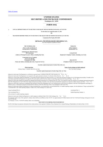 Thumbnail Sensata Technologies
 10-K Annual Report 2011