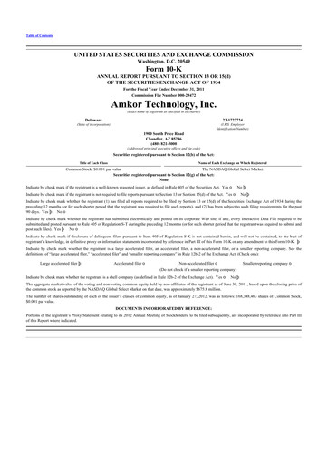 Thumbnail Amkor Technology
 10-K Annual Report 2011