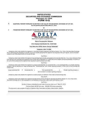 Thumbnail Delta Air Lines 10-Q Quarterly Report FY2012 