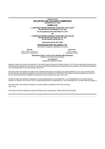 Vorschaubild RenaissanceRe
 10-Q Quartalsbericht 2012 