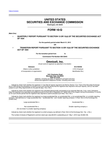 Thumbnail Omnicell
 10-Q Quarterly Report FY2012 