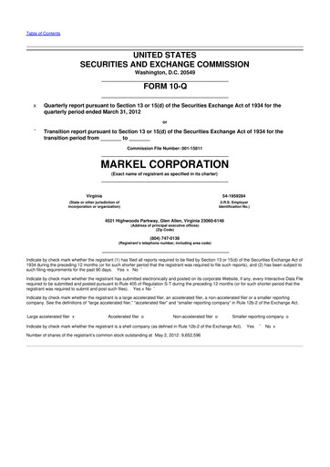 Thumbnail Markel Group 10-Q Quarterly Report FY2012 