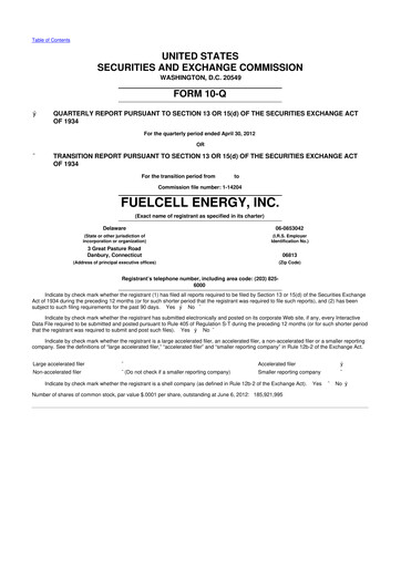 Vorschaubild FuelCell Energy
 10-Q Quartalsbericht 2012 