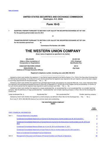 Thumbnail Western Union 10-Q Quarterly Report FY2012 