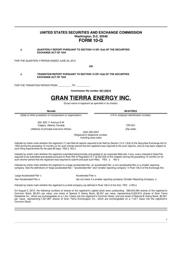 Thumbnail Gran Tierra Energy 10-Q Quarterly Report FY2012 
