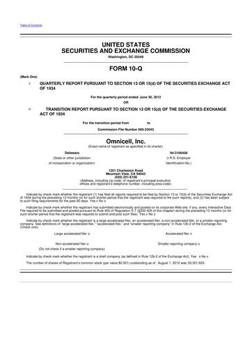 Thumbnail Omnicell
 10-Q Quarterly Report FY2012 