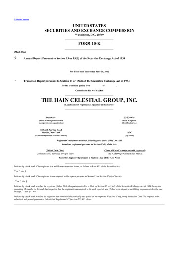 Thumbnail Hain Celestial 10-K Annual Report 2012