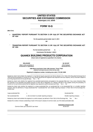 Thumbnail Quanex Building Products 10-Q Quarterly Report FY2012 