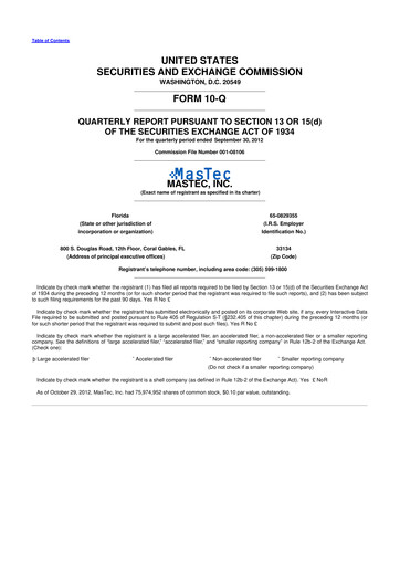 Miniature MasTec 10-Q Rapport trimestriel 2012 