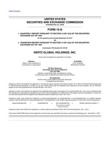 Thumbnail Herc Holdings
 10-Q Quarterly Report FY2012 