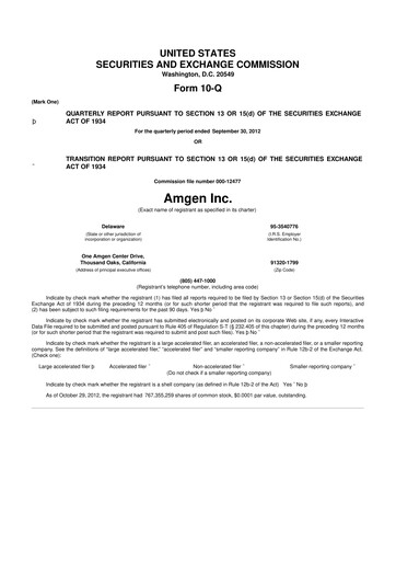 Miniature Amgen 10-Q Rapport trimestriel 2012 