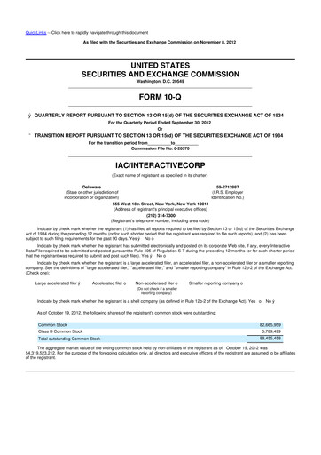 Thumbnail Match Group 10-Q Quarterly Report FY2012 