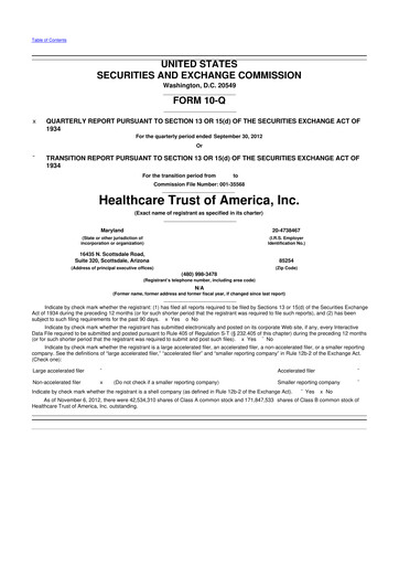 Thumbnail Healthcare Realty Trust 10-Q Quarterly Report FY2012 