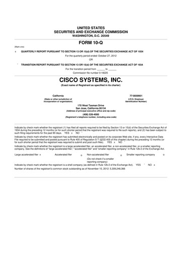 Miniature Cisco 10-Q Rapport trimestriel 2013 