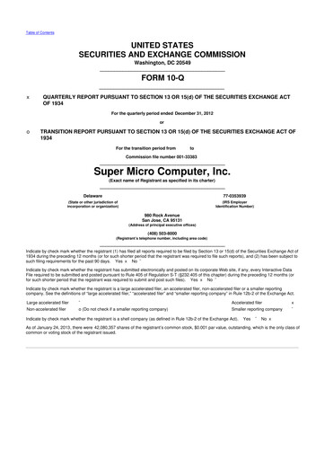 Thumbnail Supermicro 10-Q Quarterly Report FY2013 