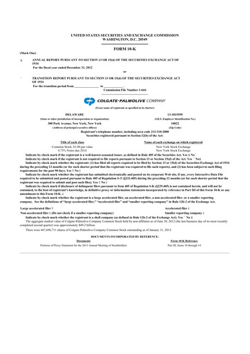 Thumbnail Colgate-Palmolive 10-K Annual Report 2012