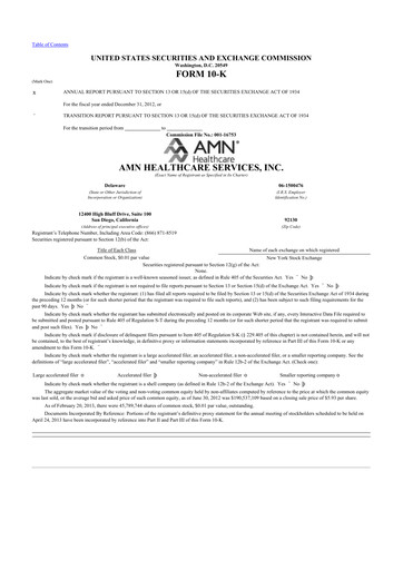 Thumbnail AMN Healthcare Services 10-K Annual Report 2012