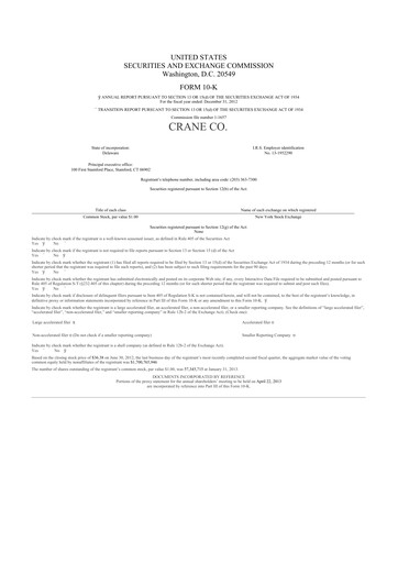 Thumbnail Crane NXT 10-K Annual Report 2012