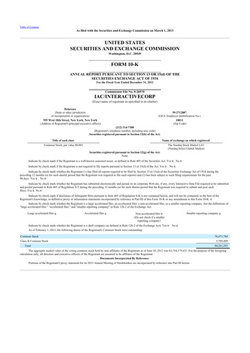 Thumbnail Match Group 10-K Annual Report 2012