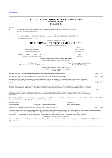 Thumbnail Healthcare Realty Trust 10-K Annual Report 2012