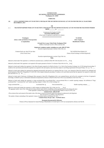 Miniature Banner Bank
 10-K Rapport annuel 2012