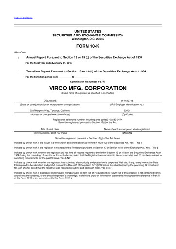 Thumbnail Virco Manufacturing 10-K Annual Report 2012