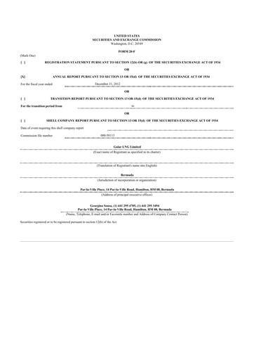 Thumbnail Golar LNG
 20-F Annual Report 2012