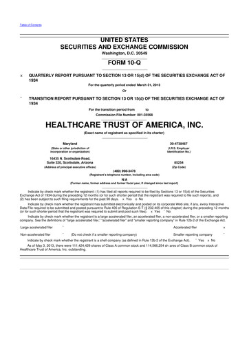 Thumbnail Healthcare Realty Trust 10-Q Quarterly Report FY2013 